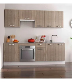 Cocina completa incluye zocalo y encimera 240 cm(ancho) color roble cortez, KIT-KIT