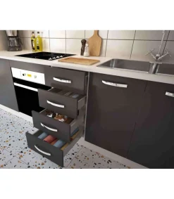 Cocina completa KIT-KIT NEW con zocalo y encimera 240 cm color gris