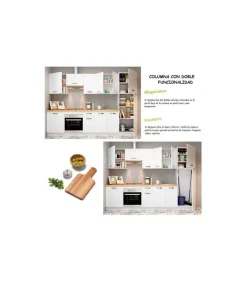 Cocina completa KIT-KIT NEW de 3 metros con zocalo y encimera color blanco/roble albar