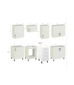 Cocina completa KIT-KIT NEW de 2,40 metros con zocalo y encimera color blanco/roble albar
