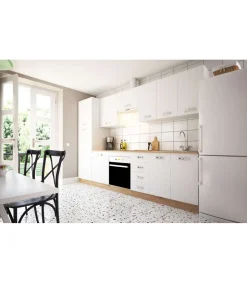 Cocina completa KIT-KIT NEW de 3 metros sin zocalo y sin encimera color blanco.