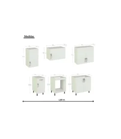 Cocina completa sin encimera y sin zocalo de 180 cm(ancho) color blanco KIT-KIT