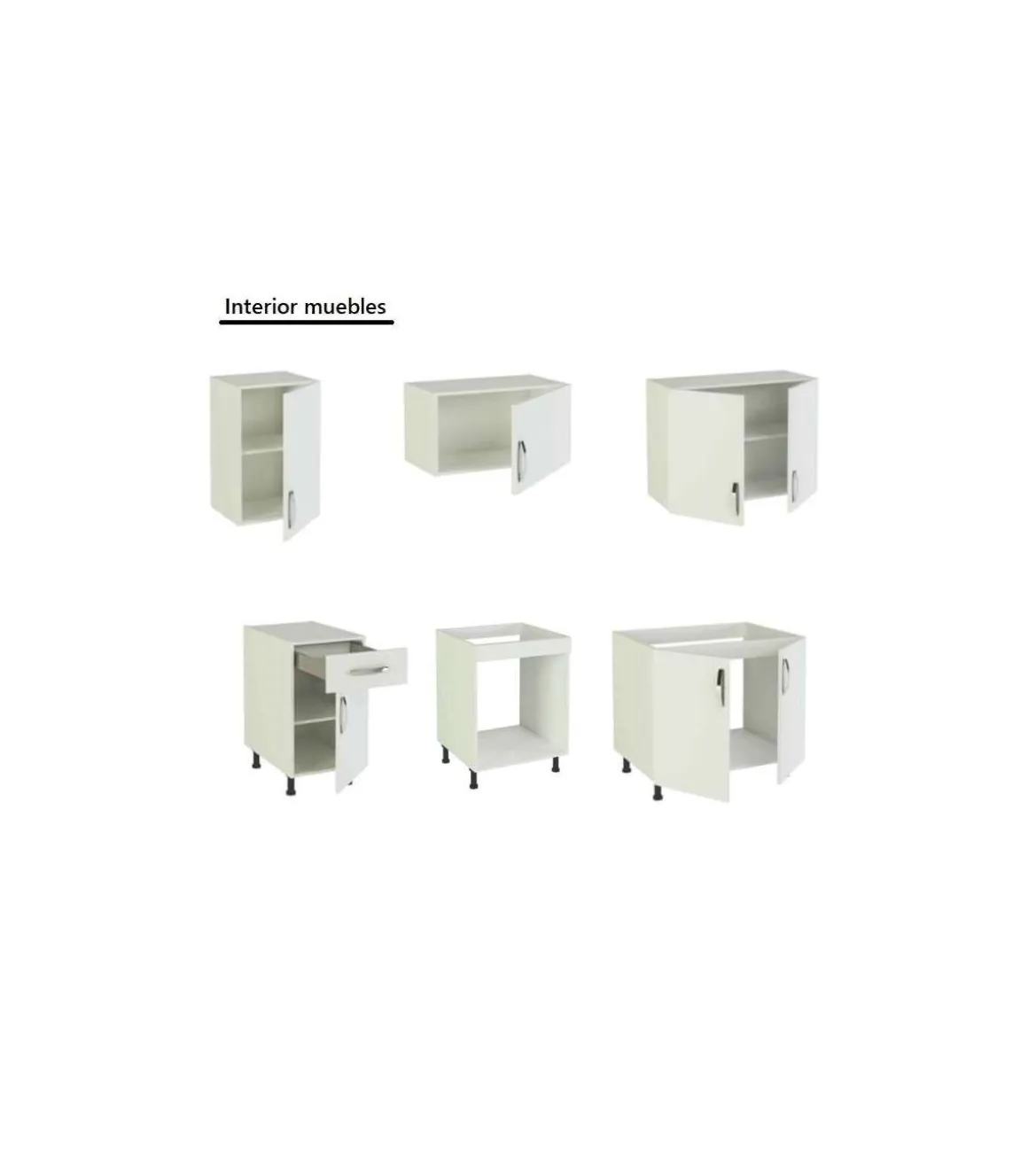 Cocina completa sin encimera y sin zocalo de 180 cm(ancho) color blanco KIT-KIT