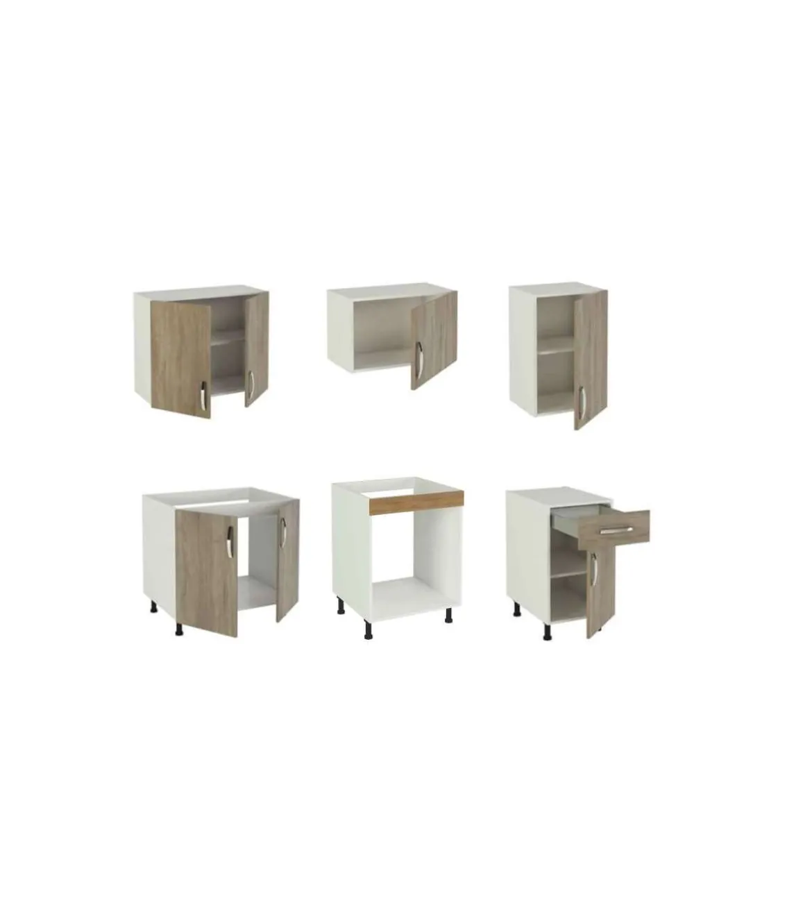 Cocina completa sin encimera y sin zocalo de180 cm(ancho) color roble KIT-KIT