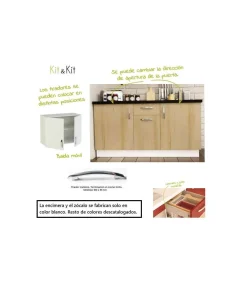 Cocina completa sin encimera y sin zocalo de180 cm(ancho) color roble KIT-KIT