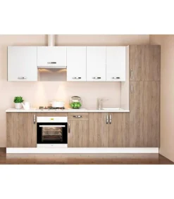 Cocina completa sin encimera y sin zocalo de 3 metros(ancho) color roble-blanco KIT-KIT