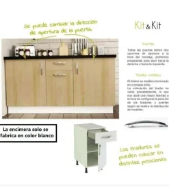 Cocina completa sin encimera y sin zocalo de 3 metros(ancho) color roble-blanco KIT-KIT