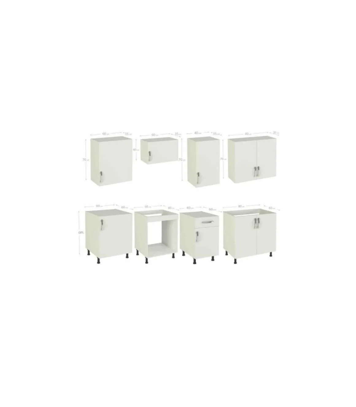 Cocina completa sin zocalo y sin encimera 240 cm(ancho) color roble albar, KIT-KIT