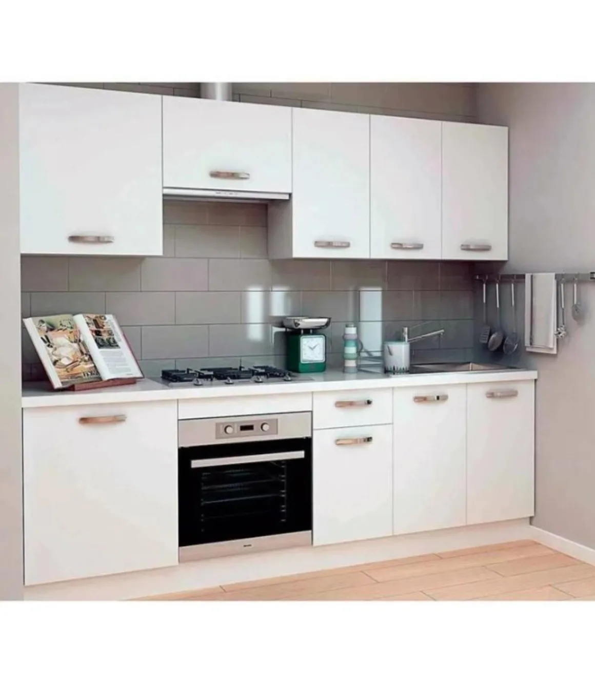 Cocina completa sin zocalo y sin encimera de 240 cm(ancho) color blanco KIT-KIT