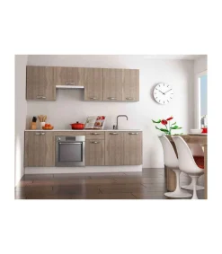 Cocina completa sin zocalo y sin encimera 240 cm(ancho) color roble cortez, KIT-KIT