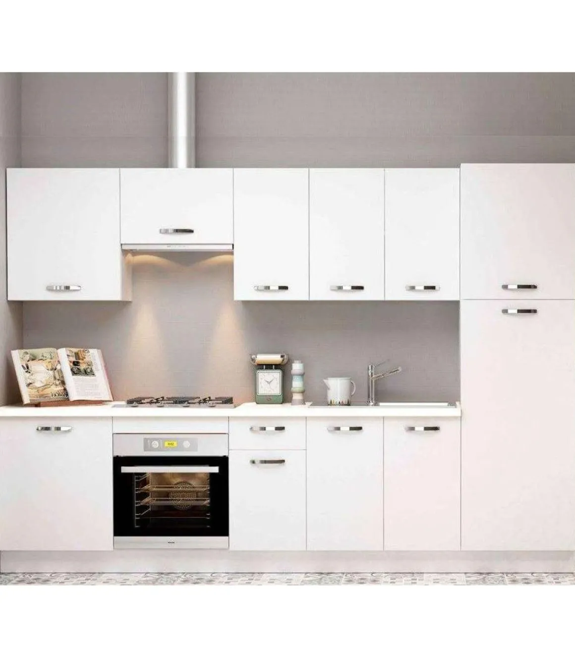 Cocina completa sin zocalo y sin encimera de 3 metros(ancho) color blanco KIT-KIT