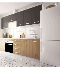 Cocina completa sin zocalo y sin encimera 240 cm(ancho) color roble albargris parís KIT-KIT