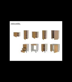 Cocina Kit-Chef sin zocalo y sin encimera de 280 cm(ancho) en roble.