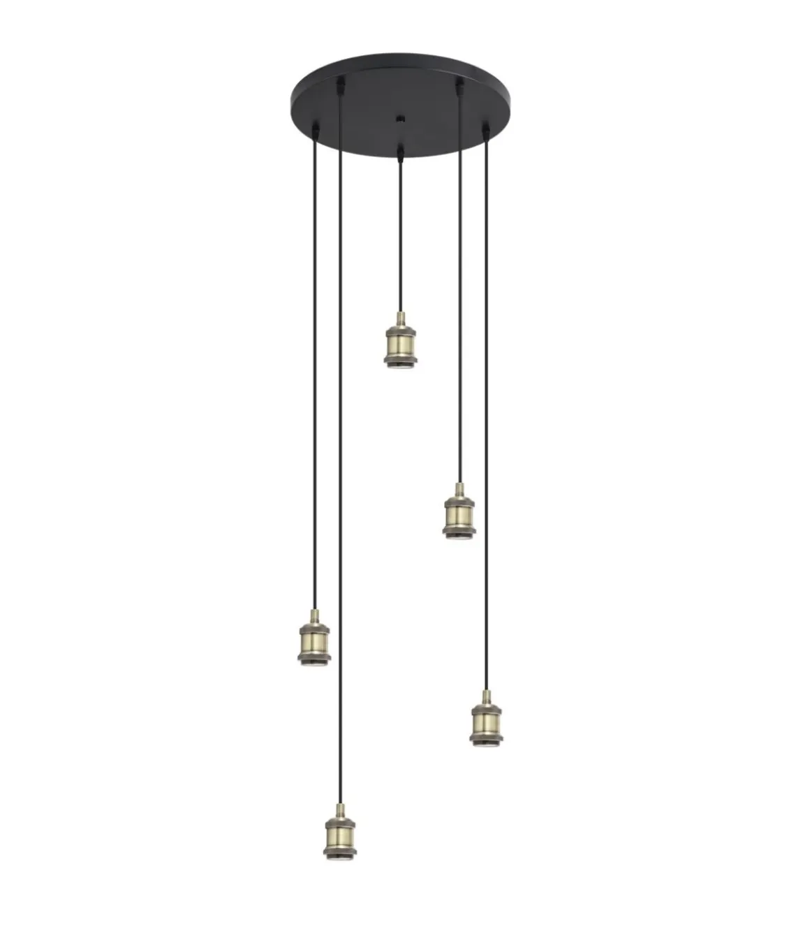 Colgante 5 luces,modelo Acebuche acabado negro/cuero 40 cm(alto)9 cm(ancho)9 cm(largo)