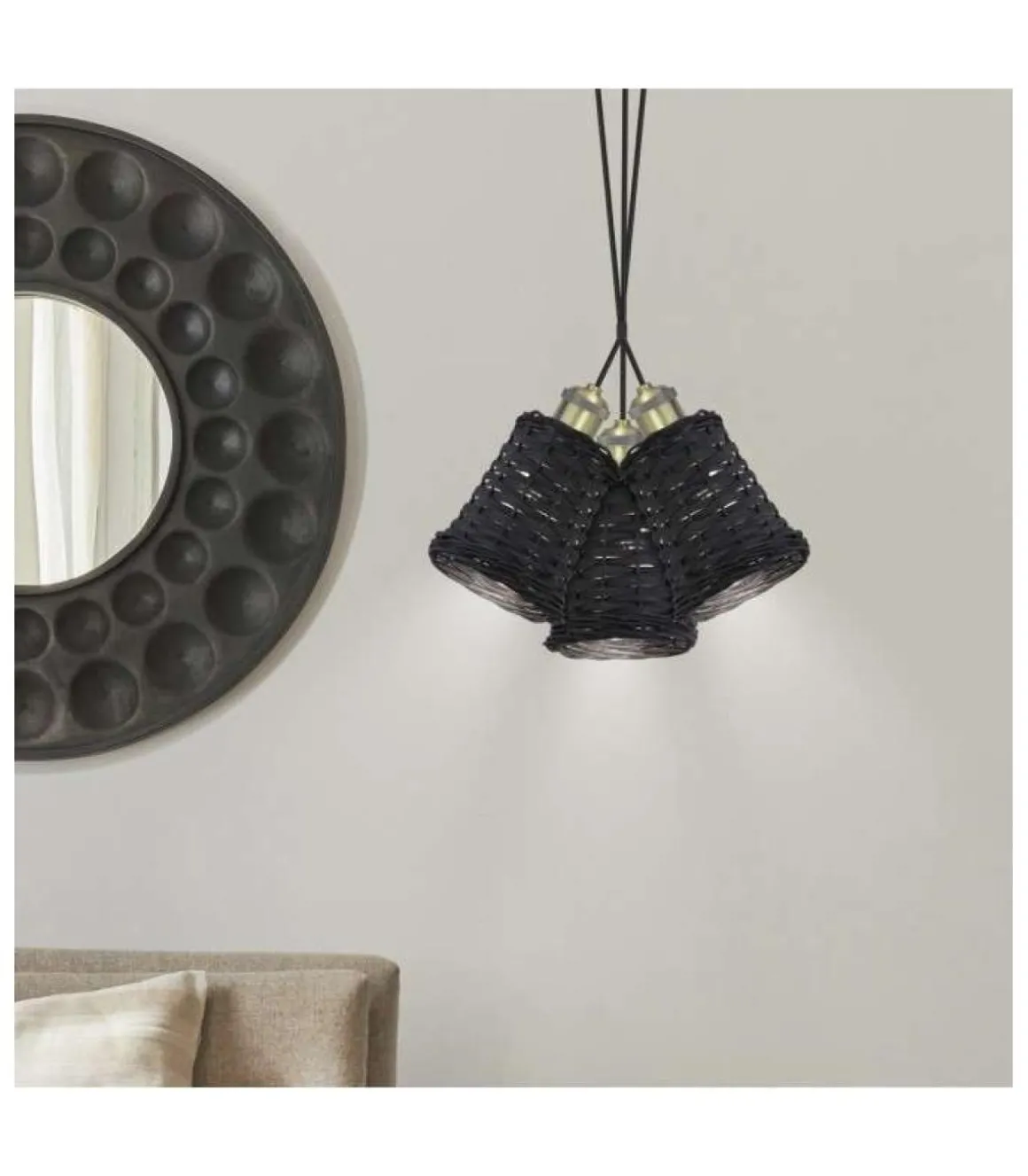 Colgante 3 luces modelo Alexia acabado negro 48 cm(alto)35 cm(ancho)35 cm(largo)