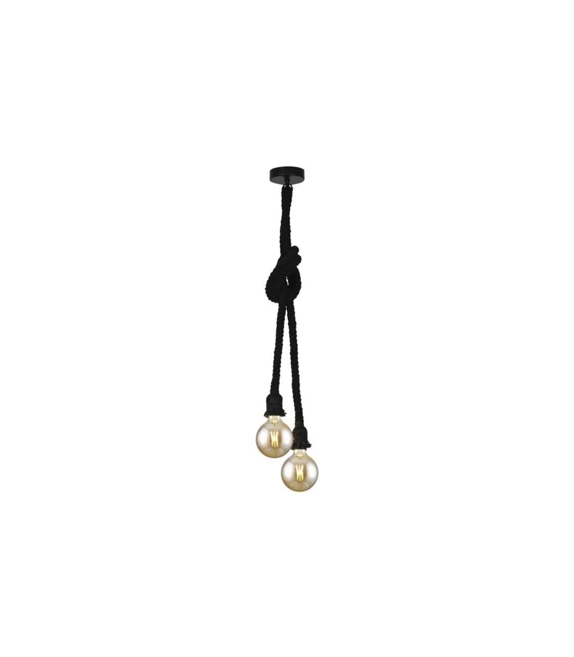 Colgante 2 luces modelo Rope acabado negro, 120cm(alto) 10cm(ancho) 10cm(fondo.