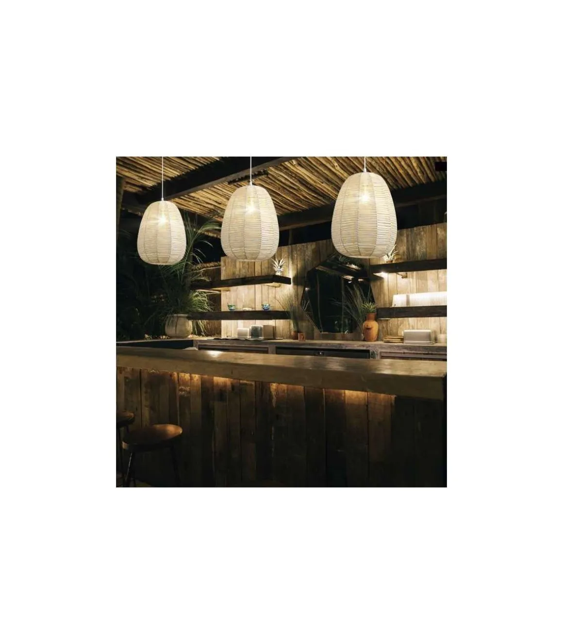 Colgante modelo Opra acabado rattan natural 50 cm(alto)31 cm(ancho)31 cm(largo)