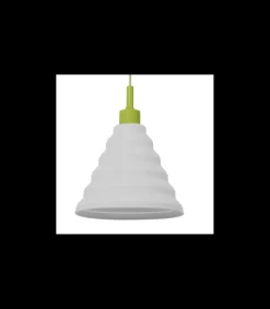 Colgante Pirámide silicona acabado blanco con verde 31 cm(alto) 25 cm(ancho) 25 cm(fondo