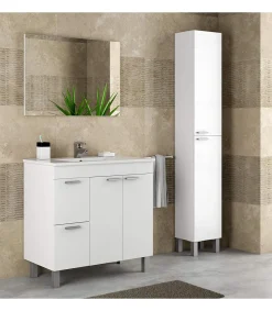 Columna alta Kris para baño de 2 puertas en acabado blanco brillo 182 cm(alto)30 cm(ancho)25 cm(largo)