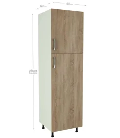 Columna de cocina de 2 puertas en roble cortez. 213 cm(alto)60 cm(ancho)60 cm(largo)