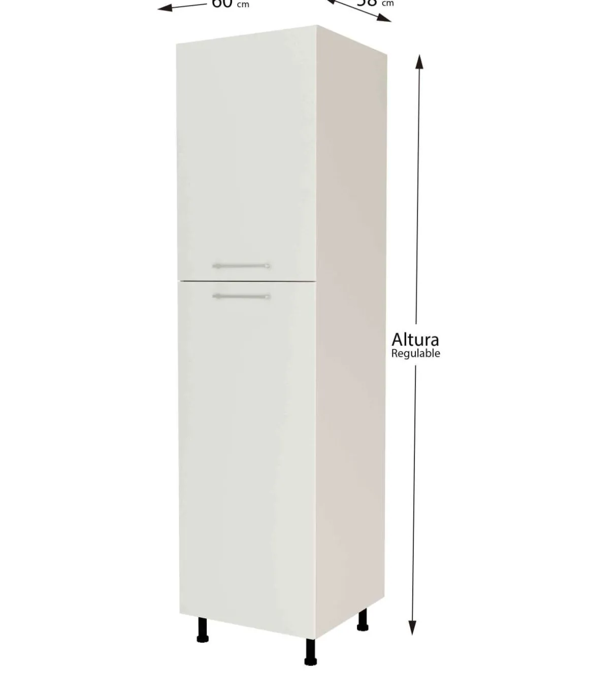 Columna despensero con 2 puertas con acabado blanco mate, 235 cm(alto)60 cm(ancho)58 cm(largo)