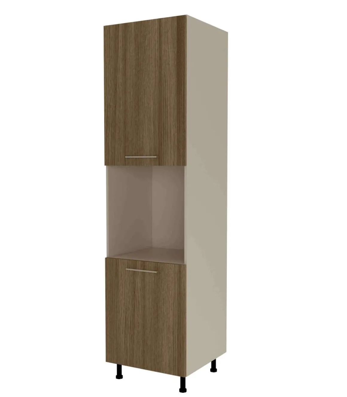Columna horno con 2 puertas acabado en nogal noceto, 235 cm(alto)60 cm(ancho)60 cm(largo)