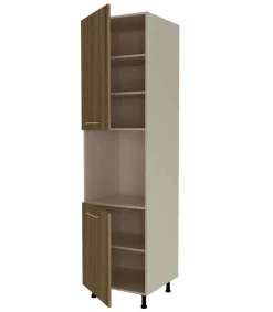 Columna horno con 2 puertas acabado en nogal noceto, 235 cm(alto)60 cm(ancho)60 cm(largo)