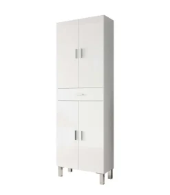 Columna para baño Kris de 4 puertas y 1 cajón acabado blanco brillo, 182 cm(alto)60 cm(ancho)29 cm(largo)