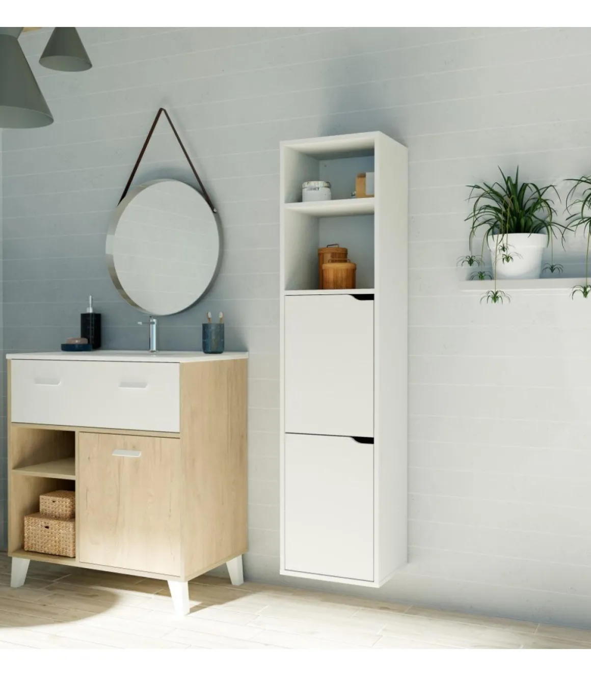 Columna para baño Nadia acabado blanco, 150 cm(alto) 36,5 cm(ancho) 30 cm(largo)