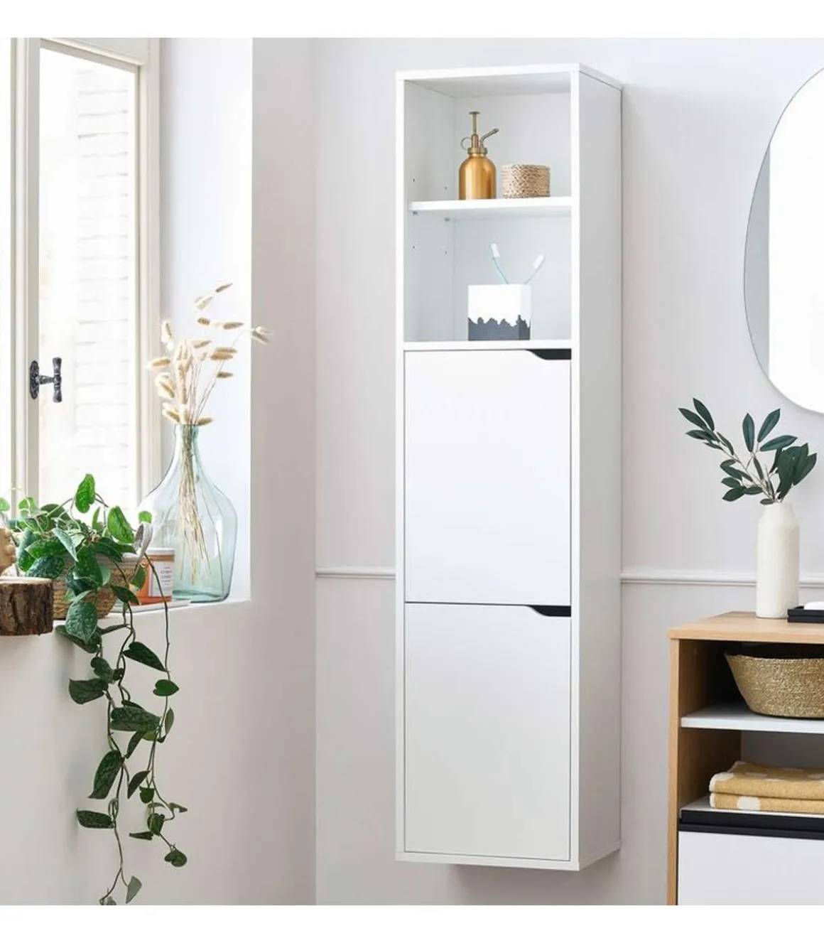 Columna para baño Nadia acabado blanco, 150 cm(alto) 36,5 cm(ancho) 30 cm(largo)