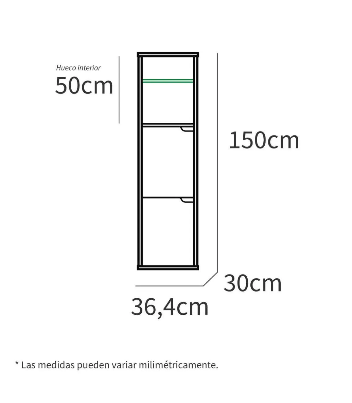 Columna para baño Nadia acabado blanco, 150 cm(alto) 36,5 cm(ancho) 30 cm(largo)