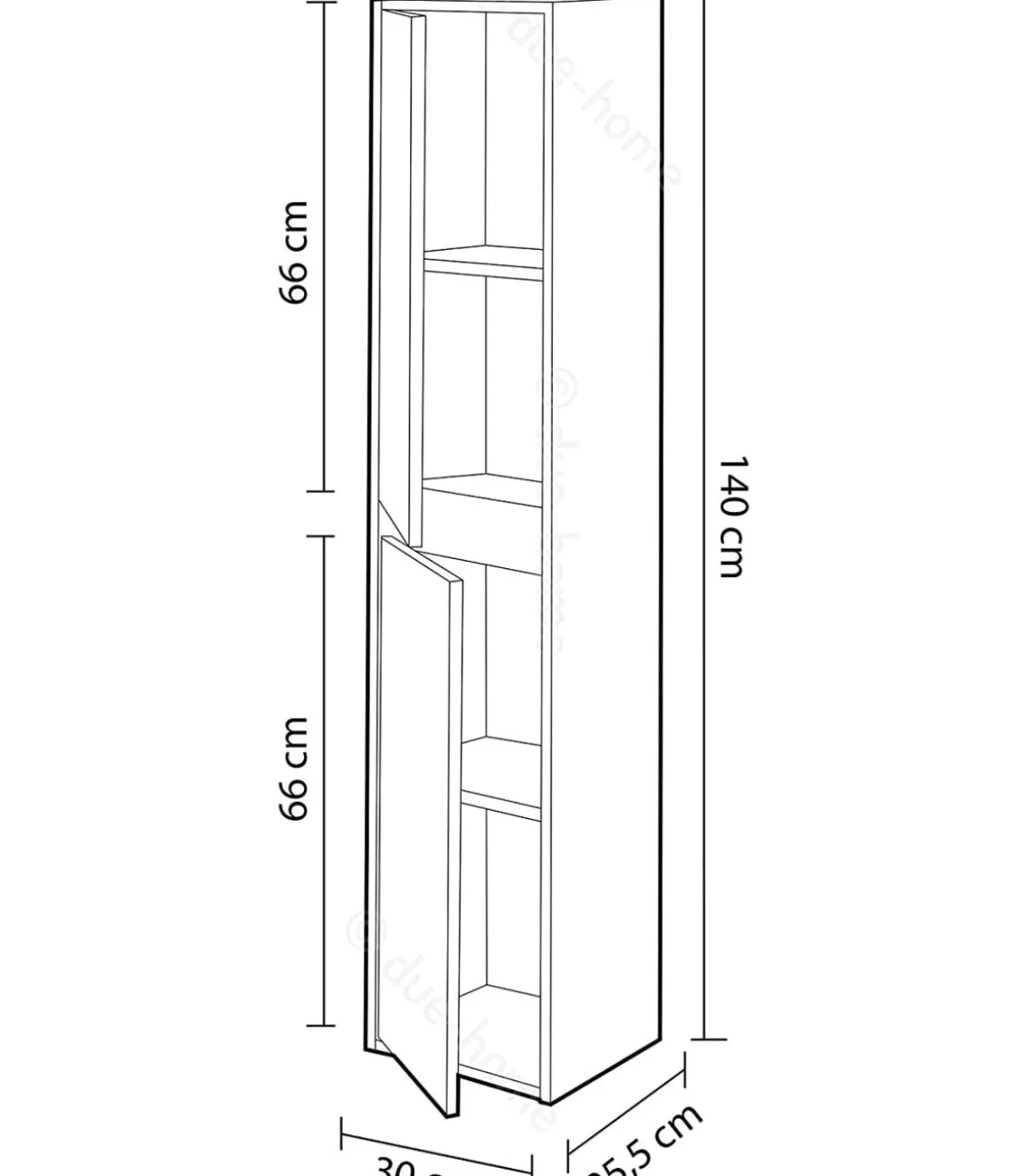 Columna suspendida Loa para baño 2 puertas en acabado nordik 140 cm(alto)30 cm(ancho)25.5 cm(largo)