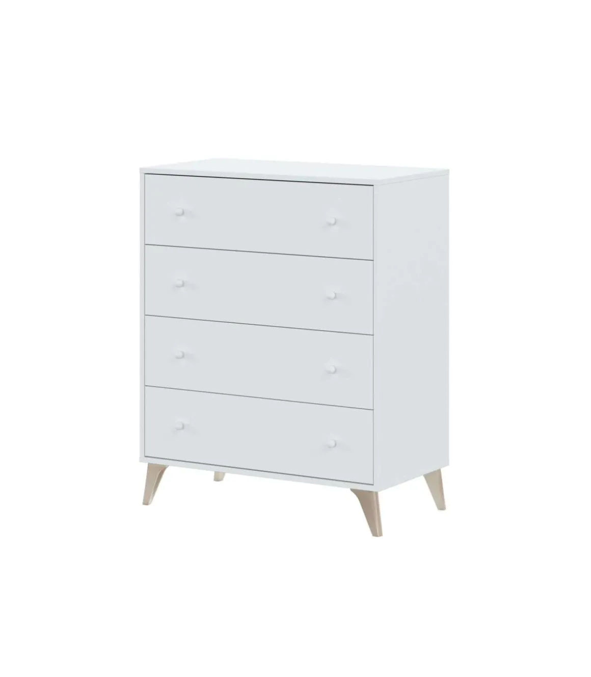 Comoda con 4 Cajones para Dormitorio Liss en Color Blanco Artik, 77,5 cm (Ancho) x 95 cm (Alto) x 40 cm (Fondo)