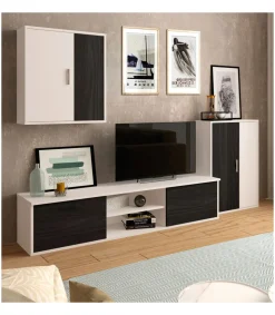 Composición de salón blanco/gris bocamina Zeta 200 cm(alto)220 cm(ancho)40 cm(largo)