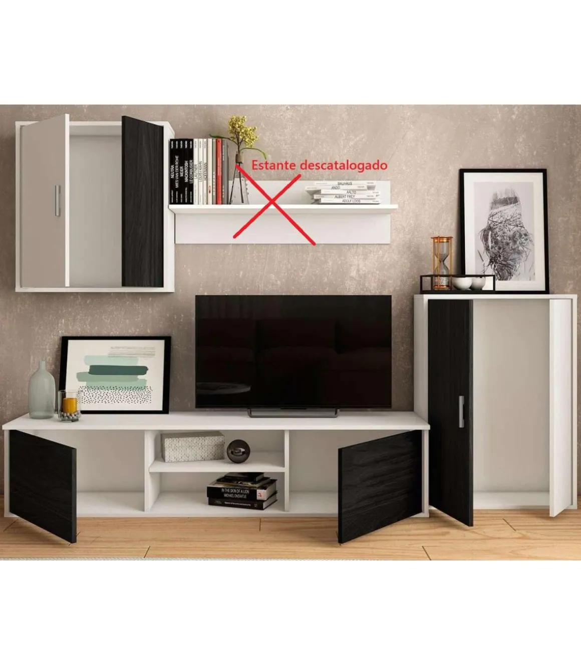 Composición de salón blanco/gris bocamina Zeta 200 cm(alto)220 cm(ancho)40 cm(largo)
