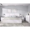 Conjunto cama matrimonio, cómoda y dos mesitas Tamara acabado blanco.