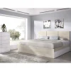 Conjunto de cama matrimonio con cajones y sinfonier Tamara acabado natural/blanco.