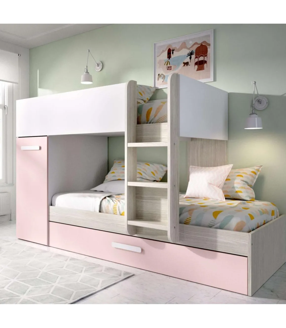 Conjunto de cama tren Orcera en rosa 150 cm(alto)243 cm(ancho)111 cm(largo)
