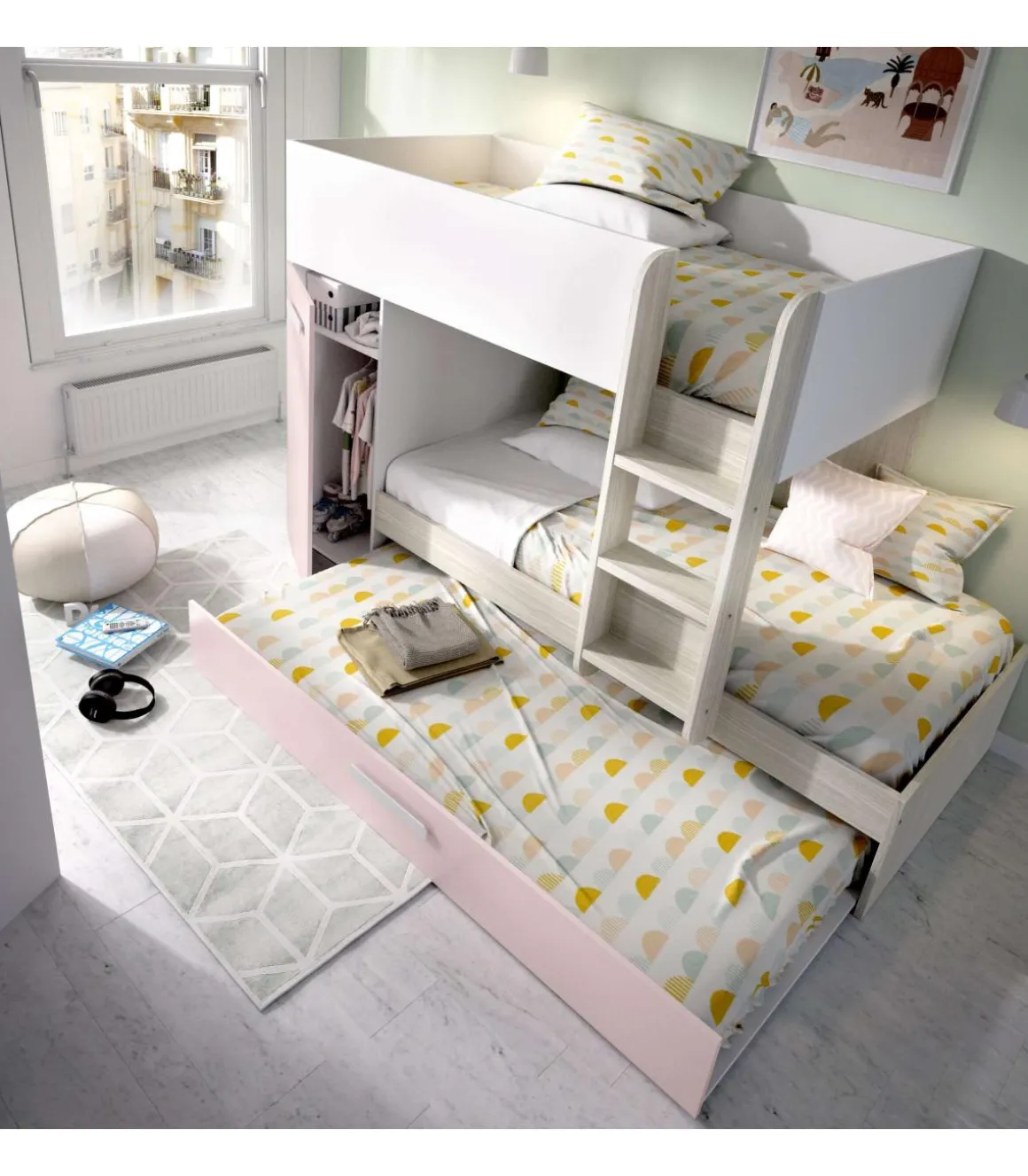Conjunto de cama tren Orcera en rosa 150 cm(alto)243 cm(ancho)111 cm(largo)