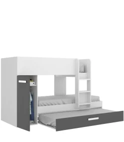 Conjunto de cama tren Orcera en blanco-grafito 150 cm(alto)243 cm(ancho)111 cm(largo)