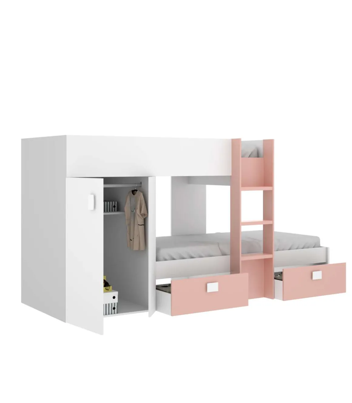 Conjunto de cama tren Torreblascopedro en blanco-rosa 150 cm(alto)271 cm(ancho)111 cm(largo)