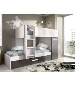 Conjunto de cama tren Torreblascopedro en blanco-grafito 150 cm(alto)271 cm(ancho)111 cm(largo)