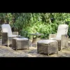 Conjunto de médula sintética 2 sillones reclinables + 2 reposapies con cojines + mesa auxiliar cuadrada, Borsalino-505/70-2+2C