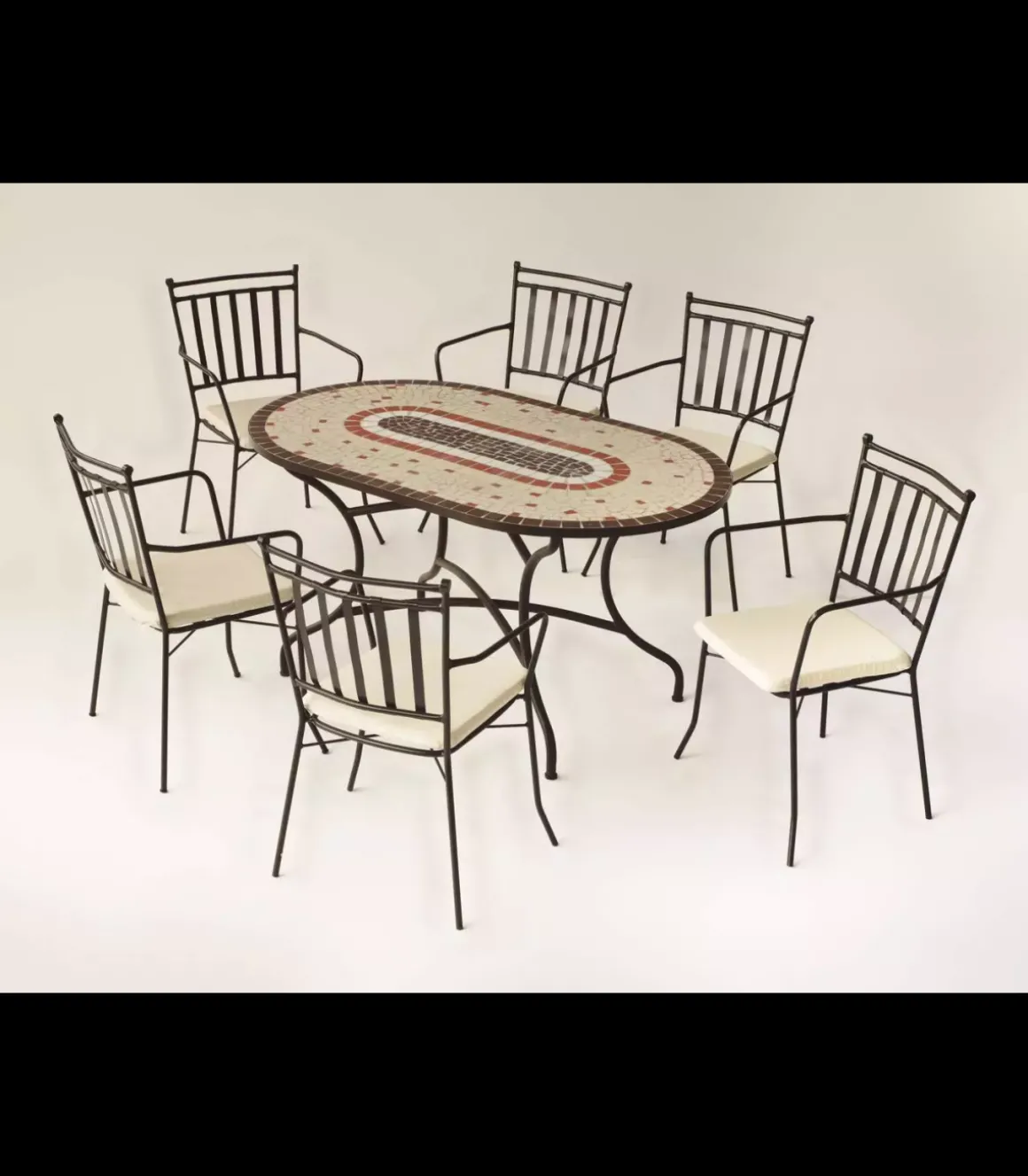 Conjunto de mesa + 4 sillones + 4 cojines jardín Malaya/Shifa