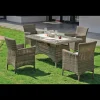 Conjunto de mesa +4 sillones+ cojines Borsalino-169/15/4+4C medula sintetica.