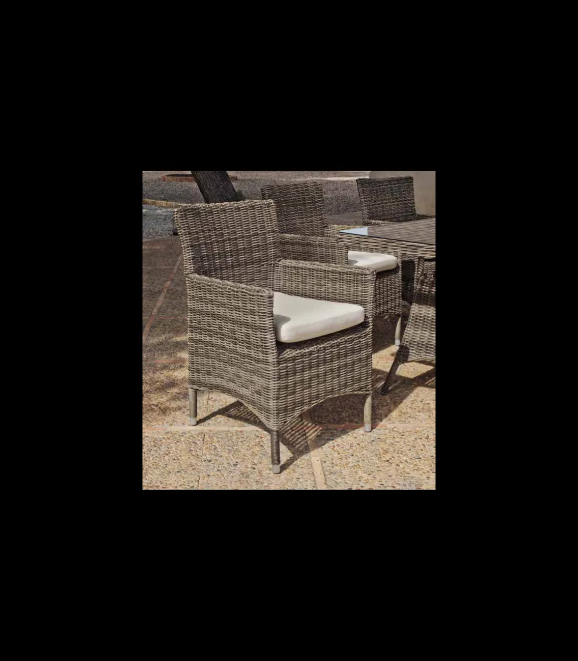 Conjunto de mesa +4 sillones+ cojines Borsalino-169/15/4+4C medula sintetica.