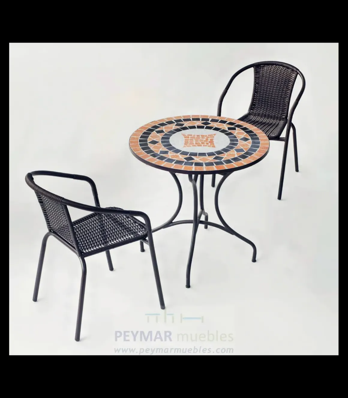 Conjunto de mesa + 2 sillones para terraza jardin mosaico Soria/brasil-60/2,
