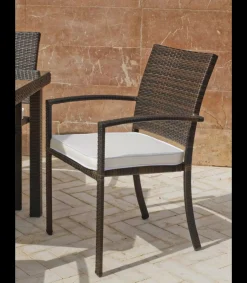 Conjunto de mesa y 4 sillones con cojines para jardin Estela/Bahia-90/4.