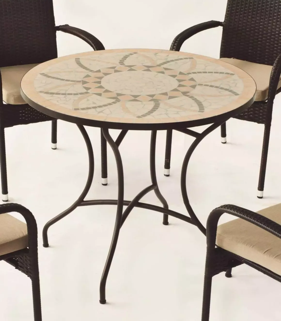 Conjunto de mesa y 4 sillones terraza jardin mosaico Bora/Bahia-90/4.
