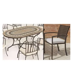Conjunto de mesa y 4 sillones terraza jardín mosaico Oasis/Bahia-150/4.